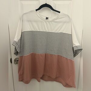 Colourblock, Stripped Tshirt, Sz 4XL